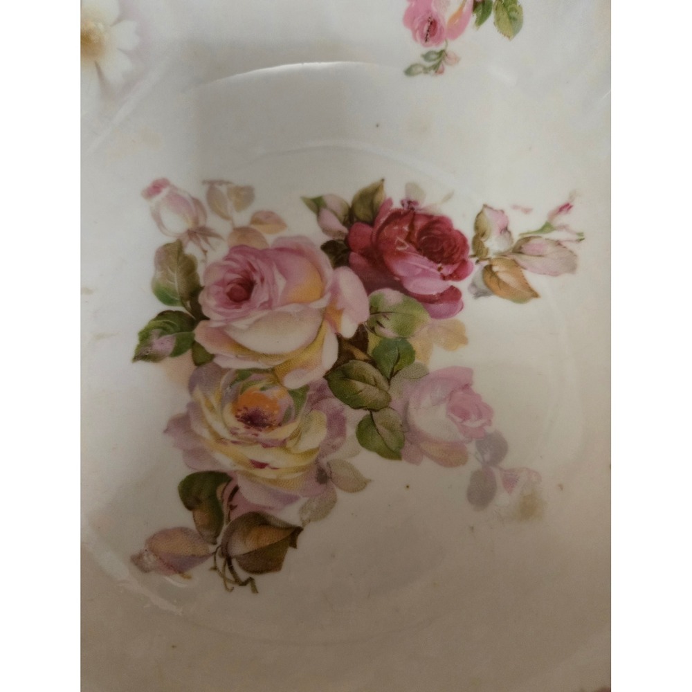 Vintage Bavaria Floral Porcelain Bowl Scalloped Edge Roses Germany 9" - Picture 4 of 11